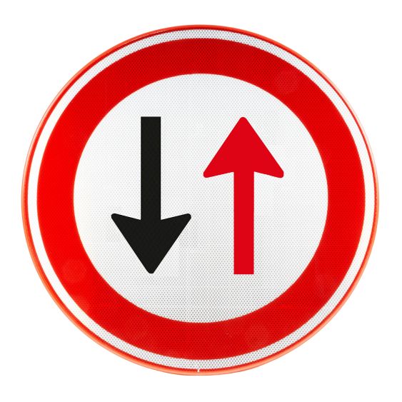 Verkeersbord RVV F05 Voorrang verlenen bij smalle straat Ø60 cm