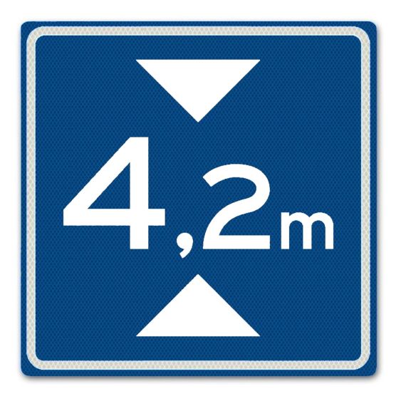 Verkeersbord RVV L01-4,2m Hoogte onderdoorgang 60 x 60 cm