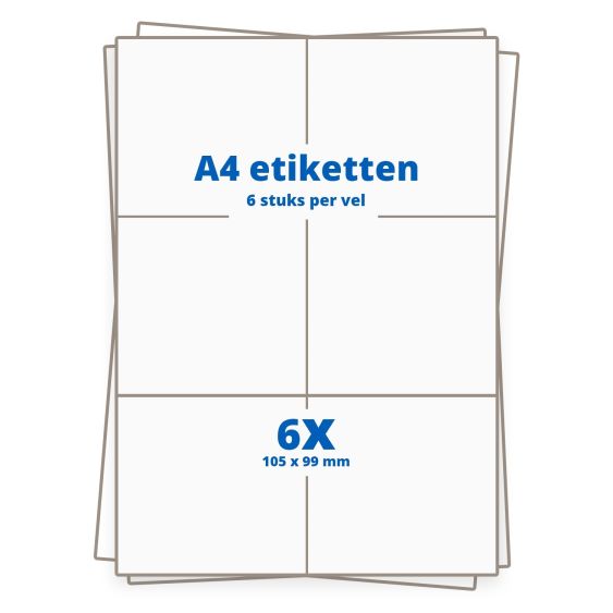 A4 etiketten 6/vel 105 x 99 mm - 1.000 vel