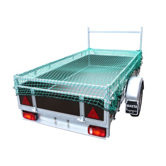 Aanhangernet grofmazig knooploos 140 x 200 cm + elastiek Groen