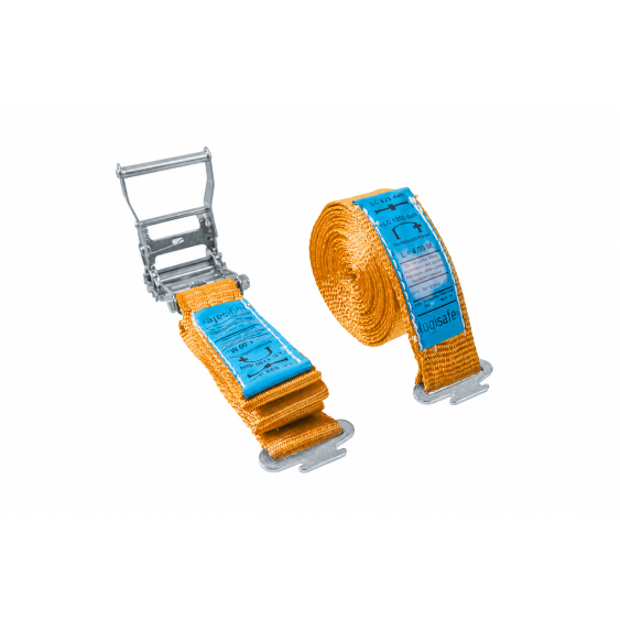 Spanband 50 mm. 1,2 ton 9M Oranje met E-track fitting (Spanband)