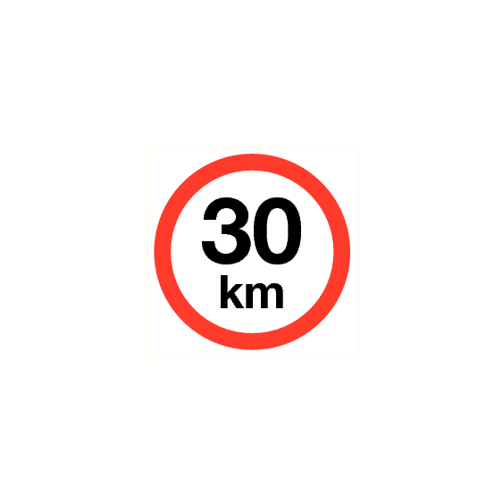 Maximale snelheid 30 km - vinyl sticker 200 mm
