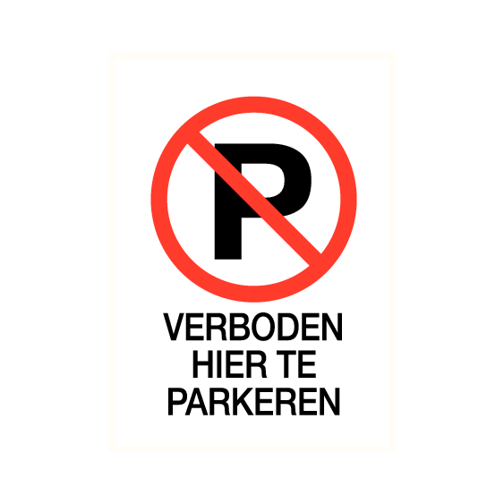 Verboden hier te parkeren – kunststof plaat 140 x 200 mm