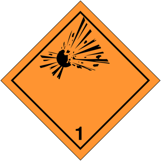 Gevaarsetiket klasse 1 100 x 100 mm zelfklevend papier op rol - 1000 stuks