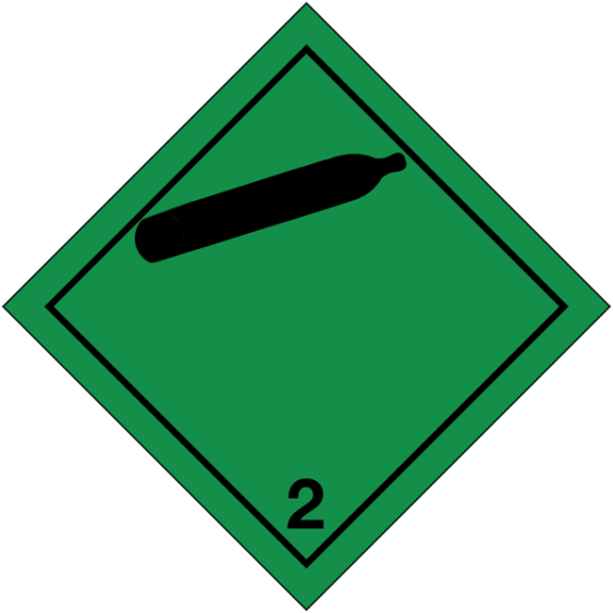 Gevaarsetiket klasse 2.2 100 x 100 mm zelfklevend PE op rol - 1000 stuks