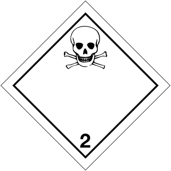 Gevaarsetiket klasse 2.3 100 x 100 mm zelfklevend PE op rol - 1000 stuks