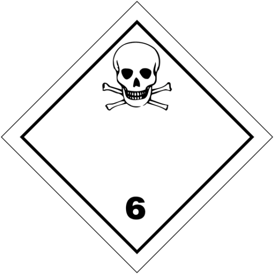 Gevaarsetiket klasse 6.1 100 x 100 mm zelfklevend papier op rol - 1000 stuks