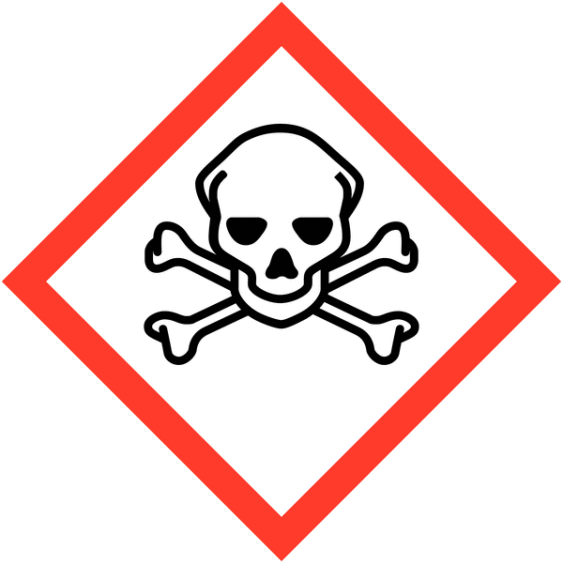 Gevaarsetiket GHS Toxic 100 x 100 mm zelfklevend papier op rol - 1000 stuks