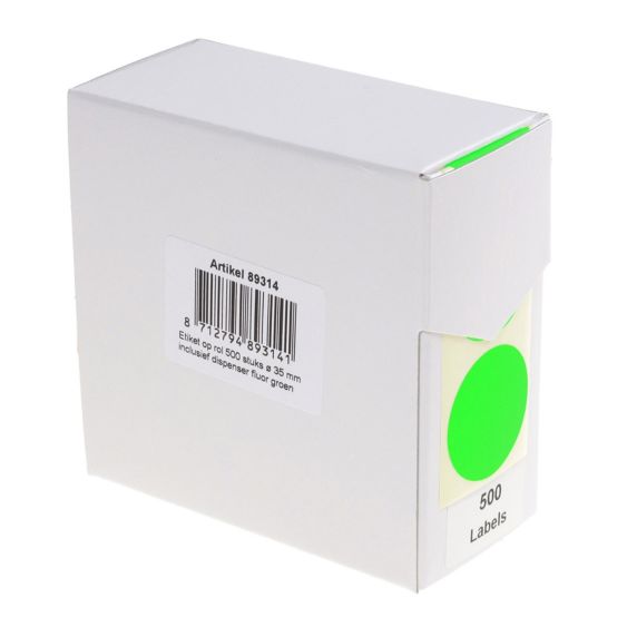 Etiketten Ø25 mm Fluor Groen Permanent - 500 etiketten
