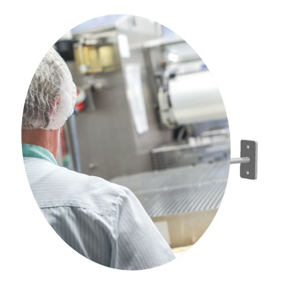 Foodindustrie spiegel RVS Jislon Ø600 mm 90° incl. Beugel