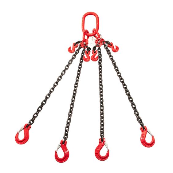 Hijsketting 4-sprong 8 mm met Gaffelklephaak en Inkorthaak 4 meter