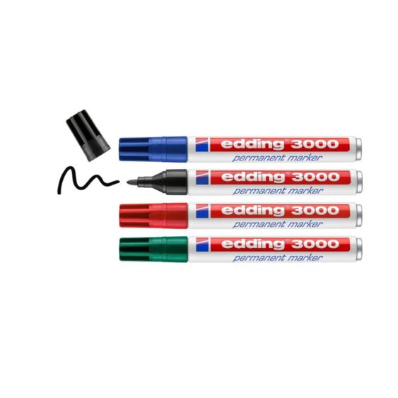 Permanente Marker Edding 3000 Kleurenset Navulbaar - 4 stuks 1