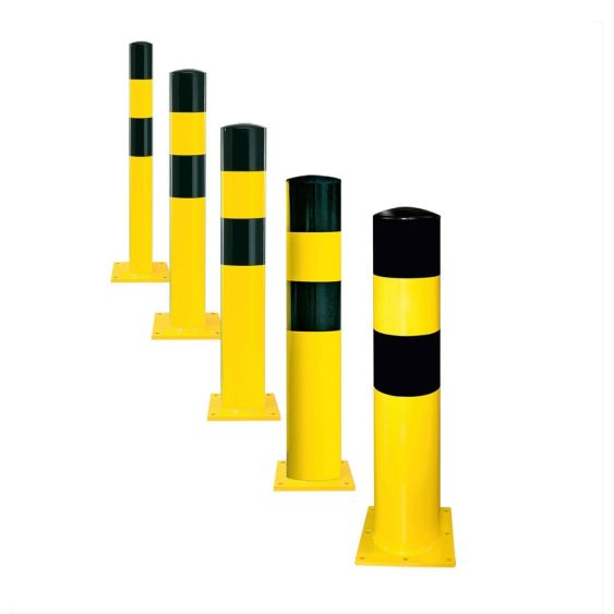 Rampaal Verzinkt Geel/Zwart met Voetplaat - Diameter naar Keuze