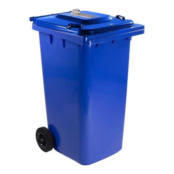 Stembuscontainer 240 liter Blauw met slotvoorziening en sleuf