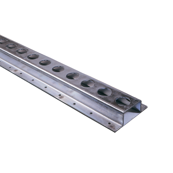 Vloerrail staal met rond gat 25 mm. lengte 3M [3010]