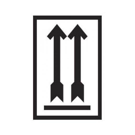 Etiket - 2 pijlen omhoog - Zwart - 10x7 cm - Rol 500 stuks