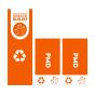 Stickerset 3 stuks voor Afvalbak 87 liter PMD Oranje 
