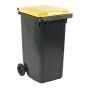 Afvalcontainer 240 liter grijs met gele deksel - voor DIN-opname