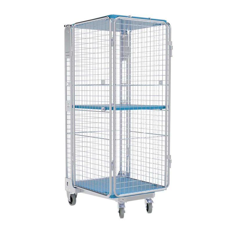 Rolcontainer, nestbaar: 3-zijdig, met roosterlegbord | VINK