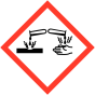 Gevaarsetiket GHS Corrosive 20 x 20 mm zelfklevend papier op rol - 1000 stuks