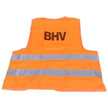 Veiligheidsvest BHV fluo oranje met opdruk BHV - in tasje