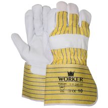 Werkhandschoen M-safe Nerfleder met gerubberiseerde gele kap maat 10