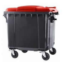 4 wiel afvalcontainer 770 liter grijs/rood