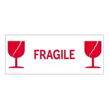 Etiket FRAGILE Glas rood 150x60 mm - 500 etiket/rol