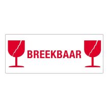 Etiket BREEKBAAR GLAS rood 150x60 mm - 500 etiket/rol