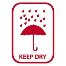 'Keep dry' Etiket Wit/Rood 74x105 mm - 500 etiketten