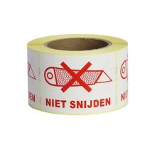 'Niet snijden' Etiket Wit/Rood 70x100 mm - 500 etiketten