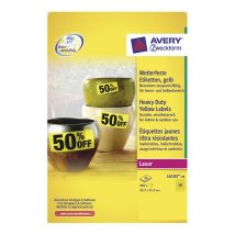 Avery Etiket Heavy Duty Watervast 48/vel 45,7 x 21,2 mm Geel - 20 vel