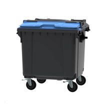 Afvalcontainer 1100 liter met split lid blauw