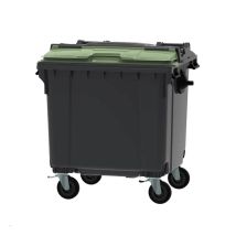 Afvalcontainer 1100 liter met split lid groen