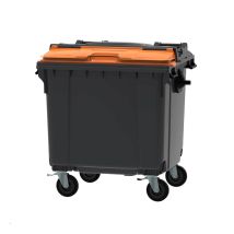Afvalcontainer 1100 liter met slit lid deksel oranje