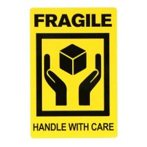 'Fragile' Etiketten Zwart/Geel 'Handle with Care' 50,8x76,2 mm