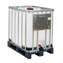 Gebruikte IBC container A keus schoon 600 liter, kunststof onderstel