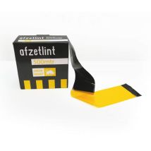 Afzetlint zwart/geel 75 mm x 500 meter op rol in dispenserdoos