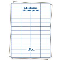 A4 etiket 56 per vel 52,5×21,2 mm - 100 vellen