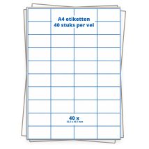 A4 etiket 40 per vel 52,5x29,7 mm - 100 vellen