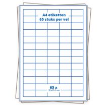 A4 etiket 65 per vel 38×21,2 mm - 100 vellen