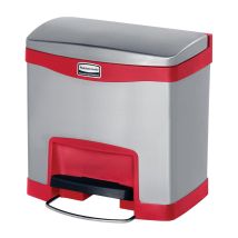 Rubbermaid RVS / Rood Pedaalcontainer Front Step 15 Liter