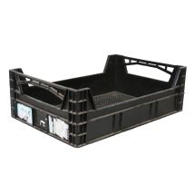 Kunststof Krat Zwart Geperforeerd 600x400x180/100 mm - Gebruikt