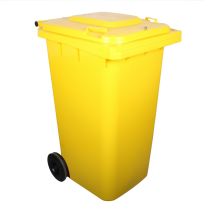 Afvalcontainer 240 liter Geel met Hangslotvoorziening 