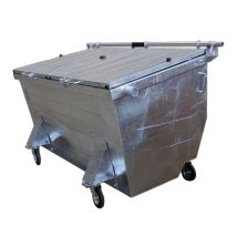 Afvalcontainer 4 wiel 2500 liter staal met 2 deksels