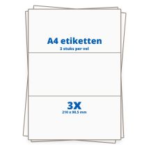A4 etiketten 3 per vel 210x99 mm - 100 vellen