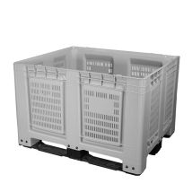 Palletbox Kunststof Geperforeerd 1200x1000x790 mm Grijs 3 sleden