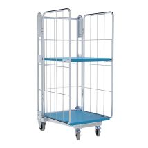 Nestbare Rolcontainer 1450 Kunststof 3-zijdig met Plank