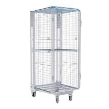 Nestbare Rolcontainer ADB 1600 Metaal 5-zijdig met Plank en Kunststof dak