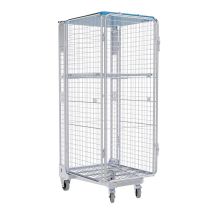 Nestbare Rolcontainer ADB 1600 Metaal 5-zijdig met hoge Plank en Kunststof dak